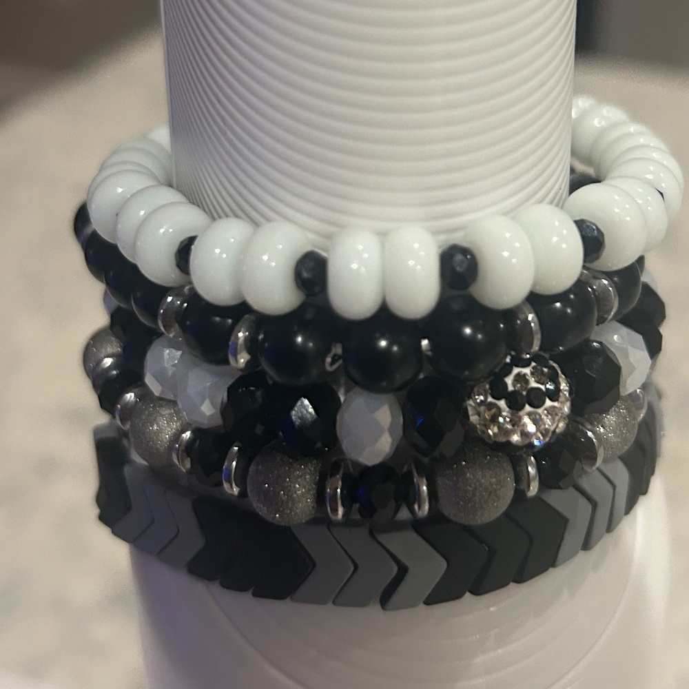 Five beaded bracelets